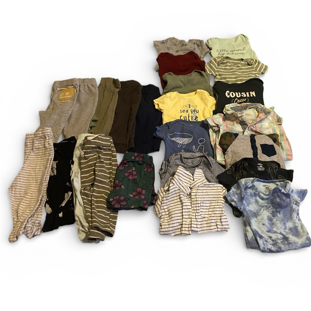 6 month sized baby boy clothing bundle.